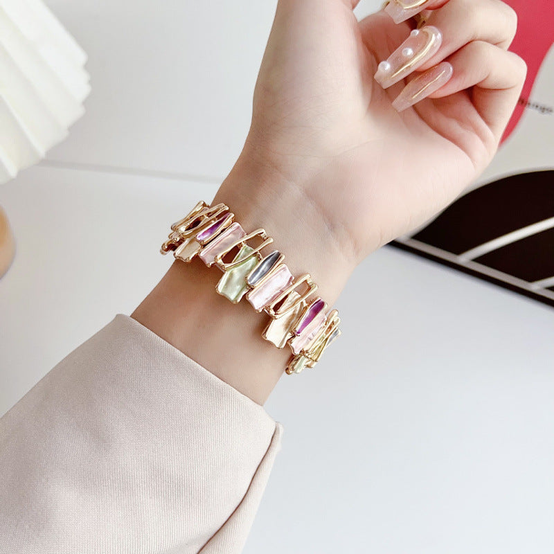 Elegant Multicolor Stone Link Bracelet