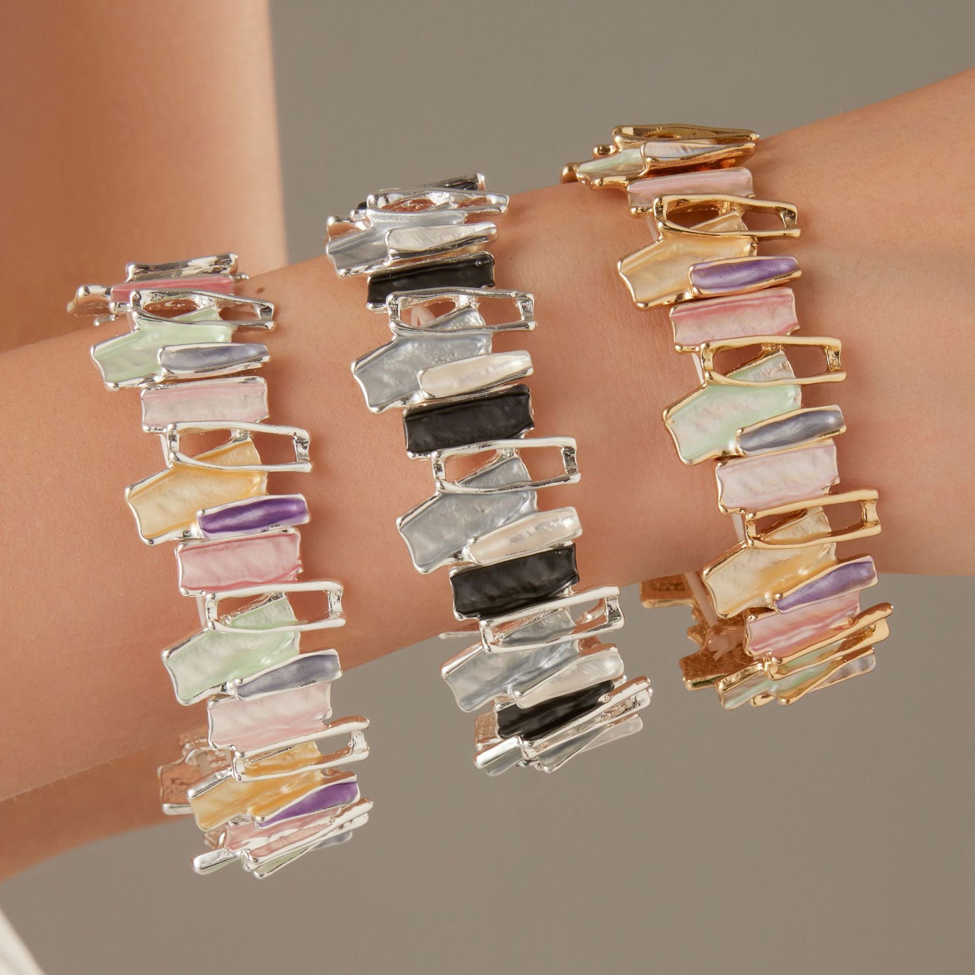 Elegant Multicolor Stone Link Bracelet